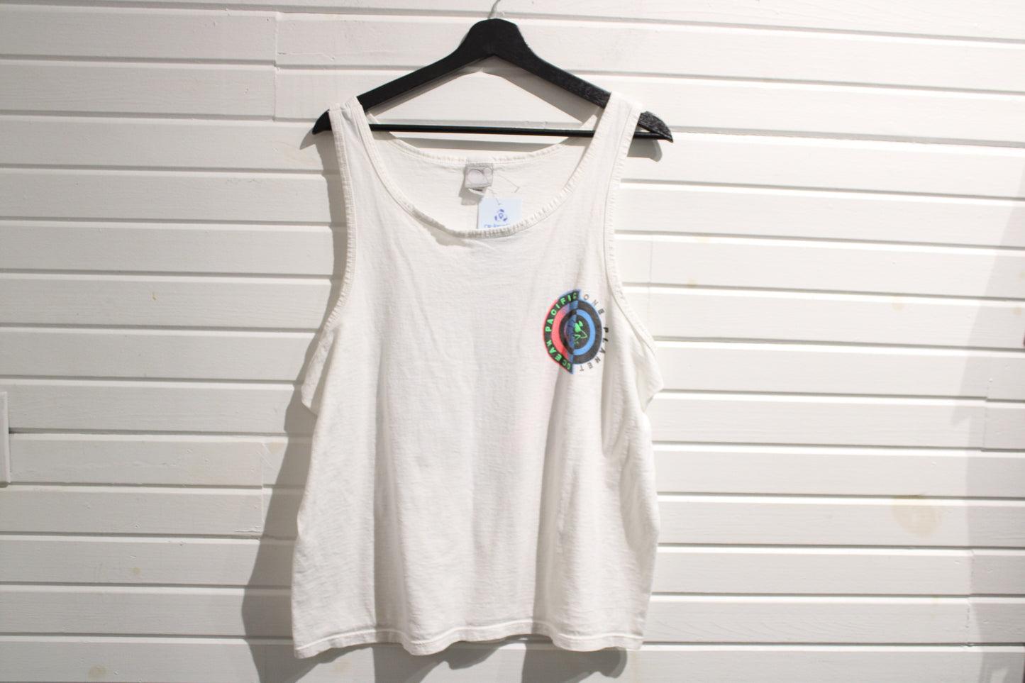 Pacific Ocean Planet Tank Top | Vintage 90s Sleeveless Graphic Tee | One Planet Surf Style Festival Top