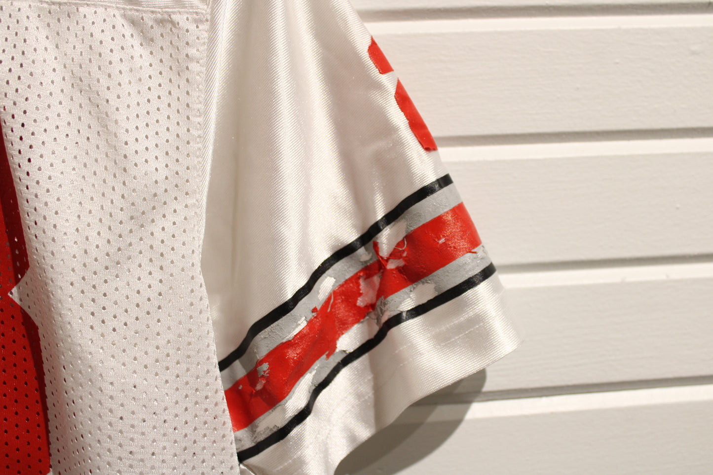 Nike Ohio-State Football Jersey | Vintage 2000s Mesh Number 28 Graphic Shirt | Red White Athletic Sportswear