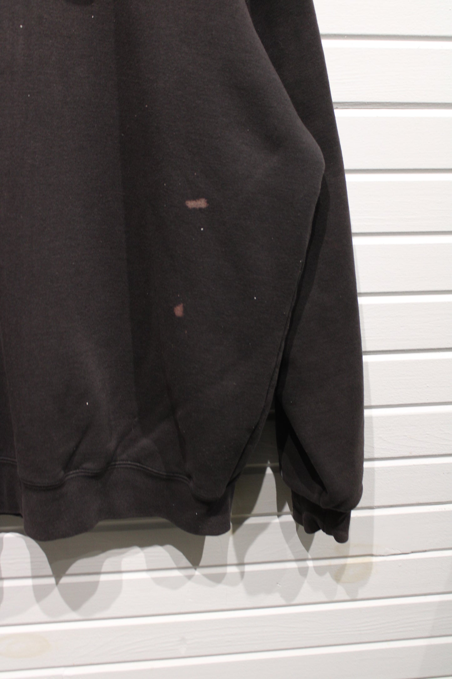 Carhartt Hoodie | Vintage Workwear Pullover | Faded Black Paint-Splatter Sweatshirt | Rugged Outdoor Clothing