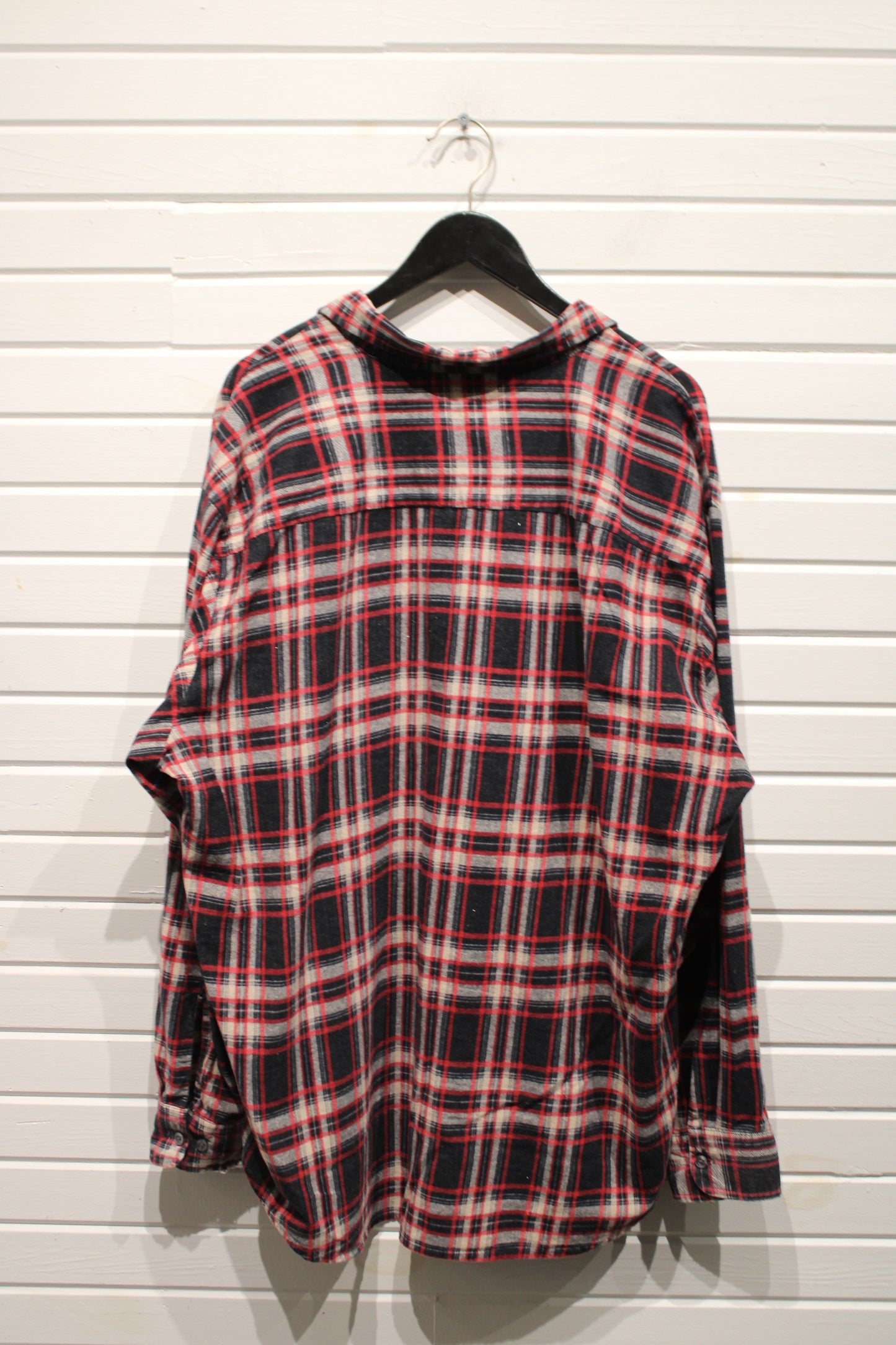 Haband Plaid Button-Up Shirt | Vintage Classic Red Black Check Flannel Top | Men's/Women's Casual Wear