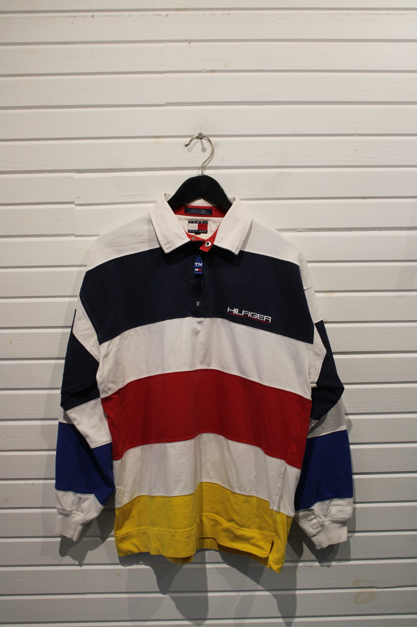 Tommy-Hilfiger Rugby Shirt | Vintage 90s Bold Stripe Long Sleeve Polo | Preppy Heritage Sportswear