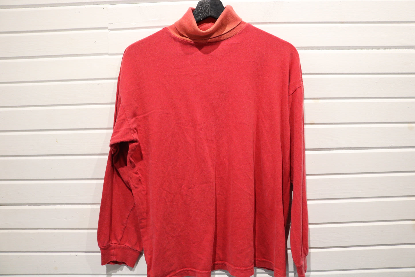 Jessica-Sport Red Turtleneck | Vintage 90s Long Sleeve Top | Classic Layering Shirt