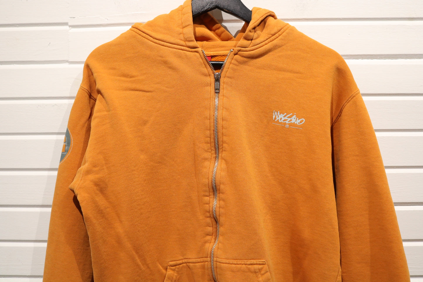 Mossimo Zip-Up Hoodie | Vintage 2000s Orange Graphic Hooded Sweatshirt | Classic Street Style Sweatshirt