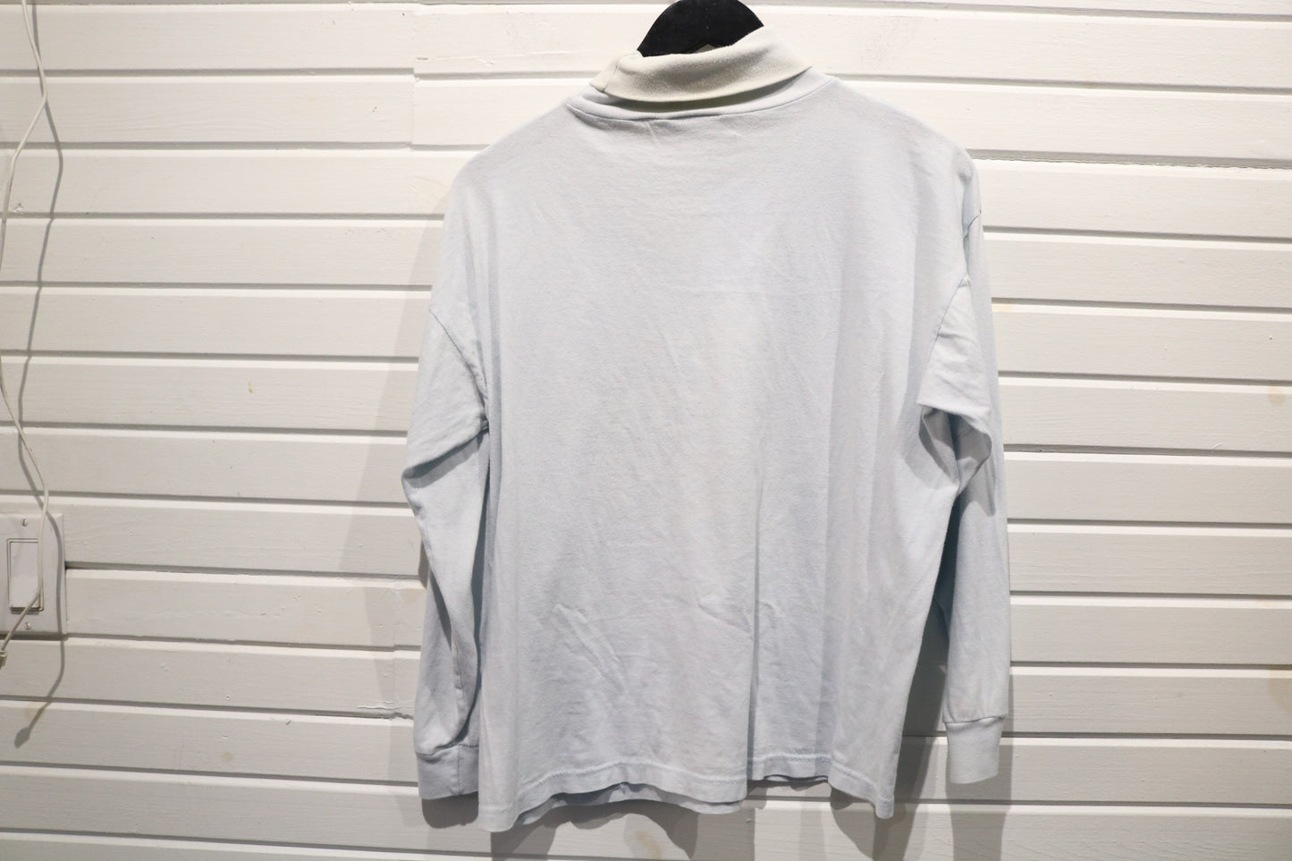 Jessica-Sport Turtleneck Top | Vintage Light Blue High Neck Long Sleeve Shirt | Soft Casual Layer