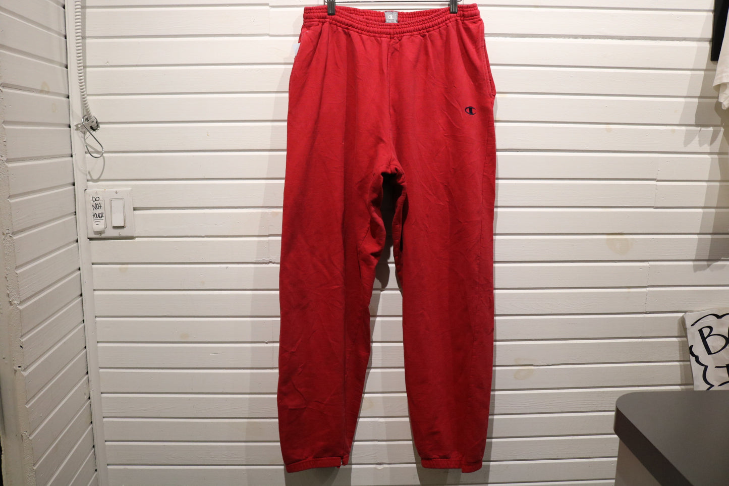 Champion Sweatpants | Vintage 90s Red Elastic Waist Joggers | Classic Streetwear Lounge Pants