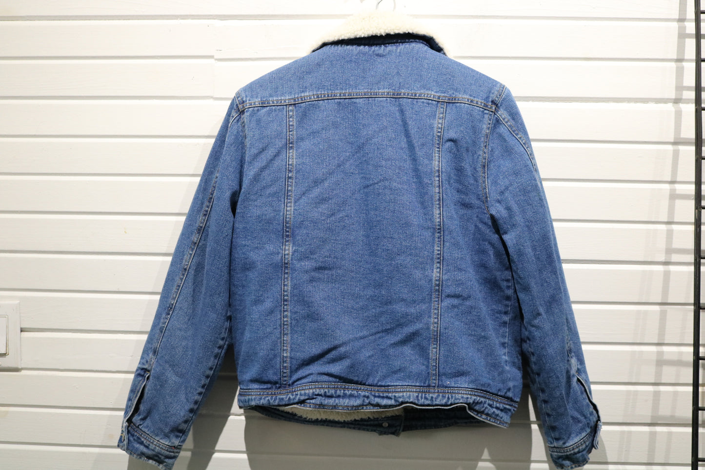 Dickies Denim Sherpa Jacket | Vintage 2000s Faux Shearling Collar Jean Coat | Classic Workwear Outerwear