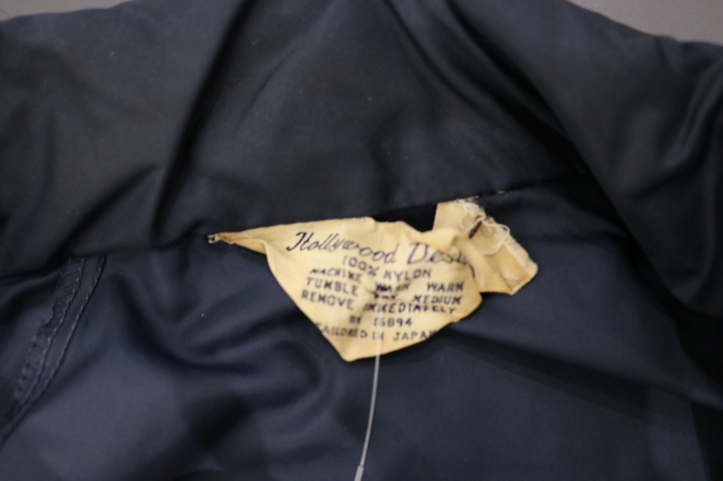 Hollywood Design Zip-Up Jacket | Vintage 1970s Navy Nylon Windbreaker | Contrast Trim Outerwear