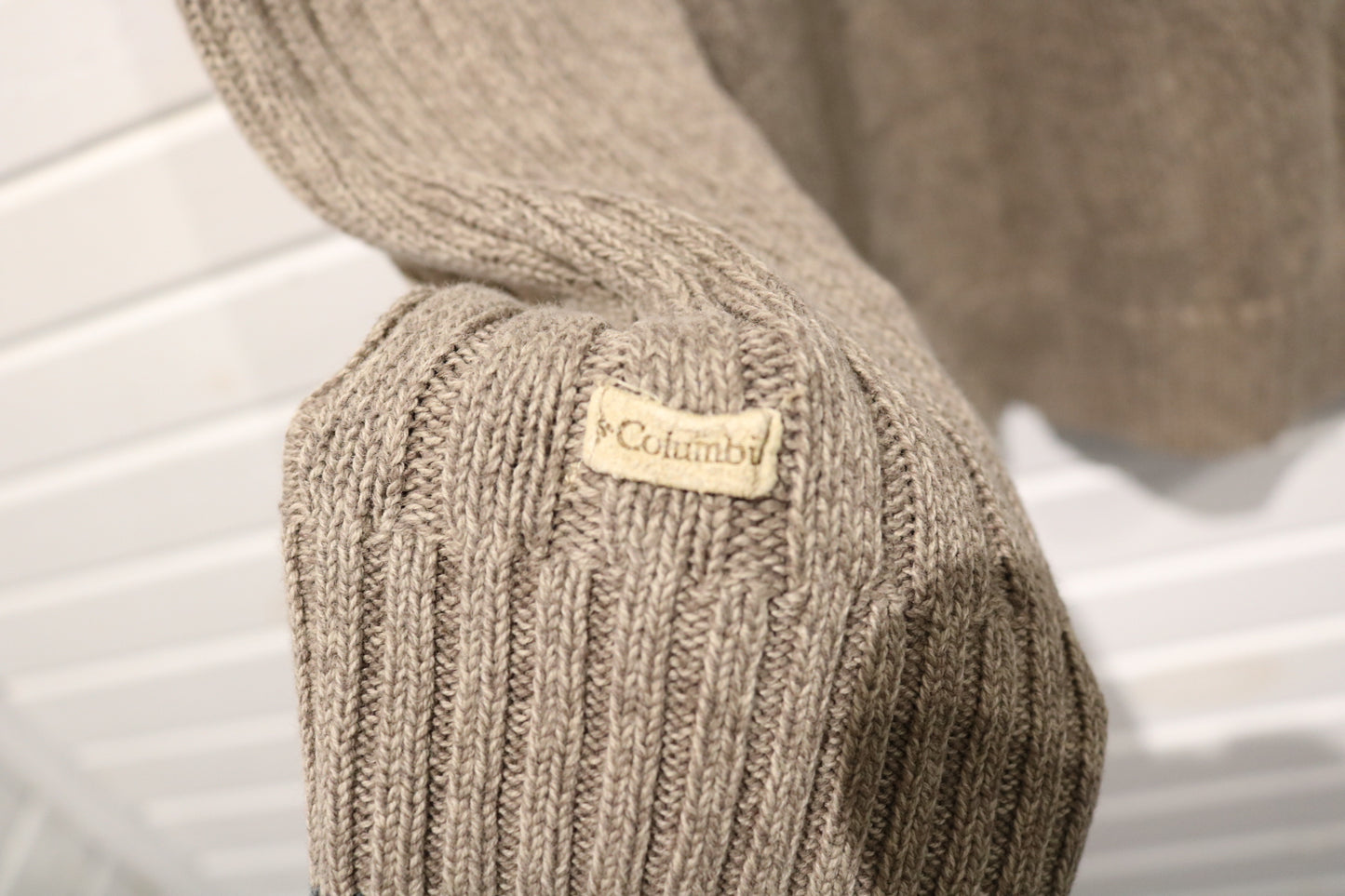 Columbia Knit Pullover Sweater | Vintage Ribbed Quarter-Zip High-Neck Men's Sweater | Casual Winter Knitwear