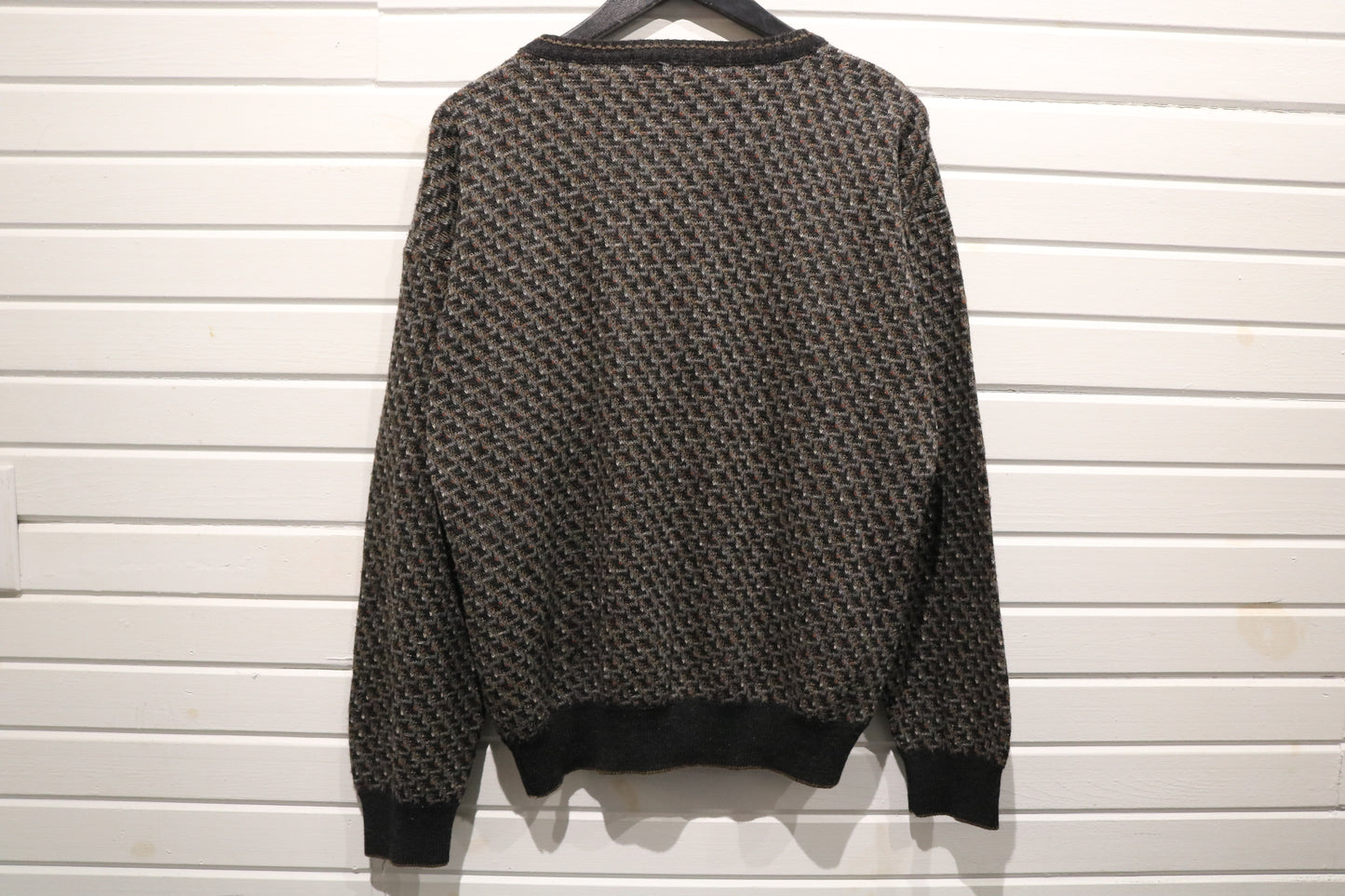 Ottimo Patterned Wool Sweater | Vintage 90s Italian Textured Knit Pullover | Classic Crewneck Menswear