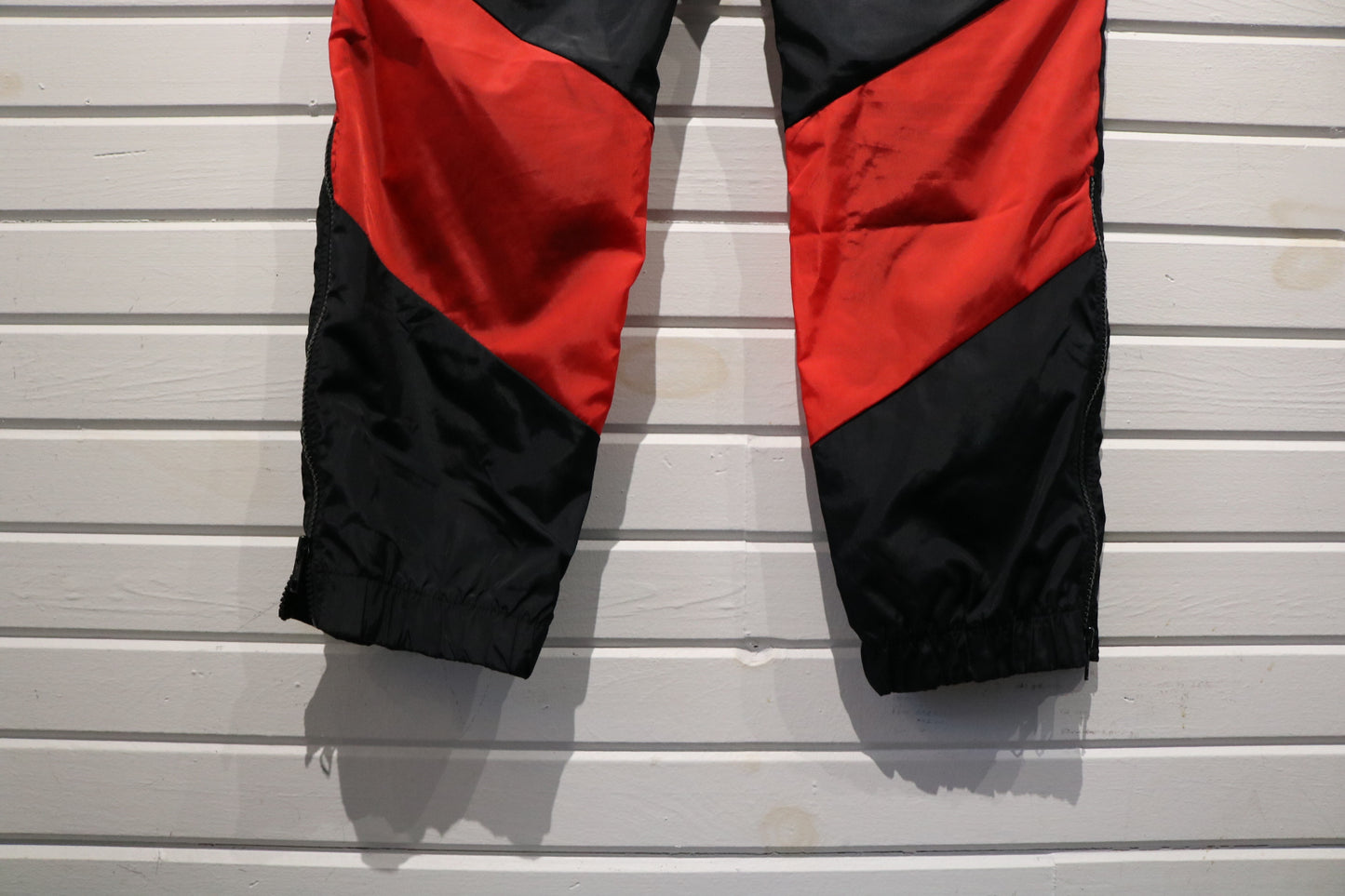 Vintage Nike Air-Jordan Track Pants | Vintage 1990s Black-Red Windbreaker Joggers | Retro Athletic Style