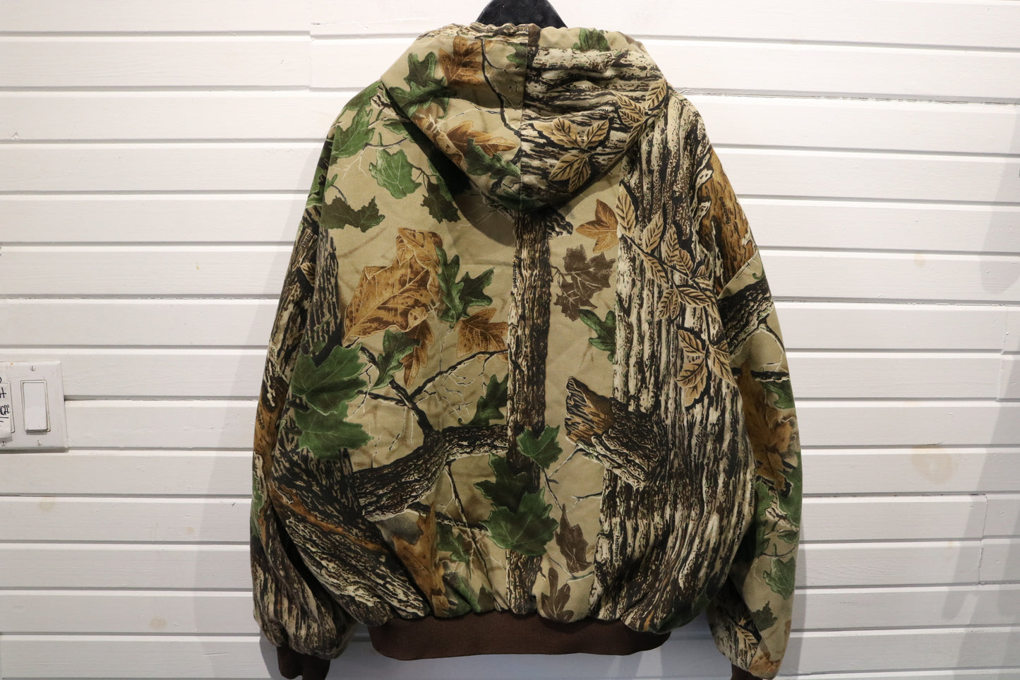 Swingster Woodland Camo Hooded Jacket | Vintage 90s Leaf Print Outdoor Coat | Realtree Style Hunting Outerwear