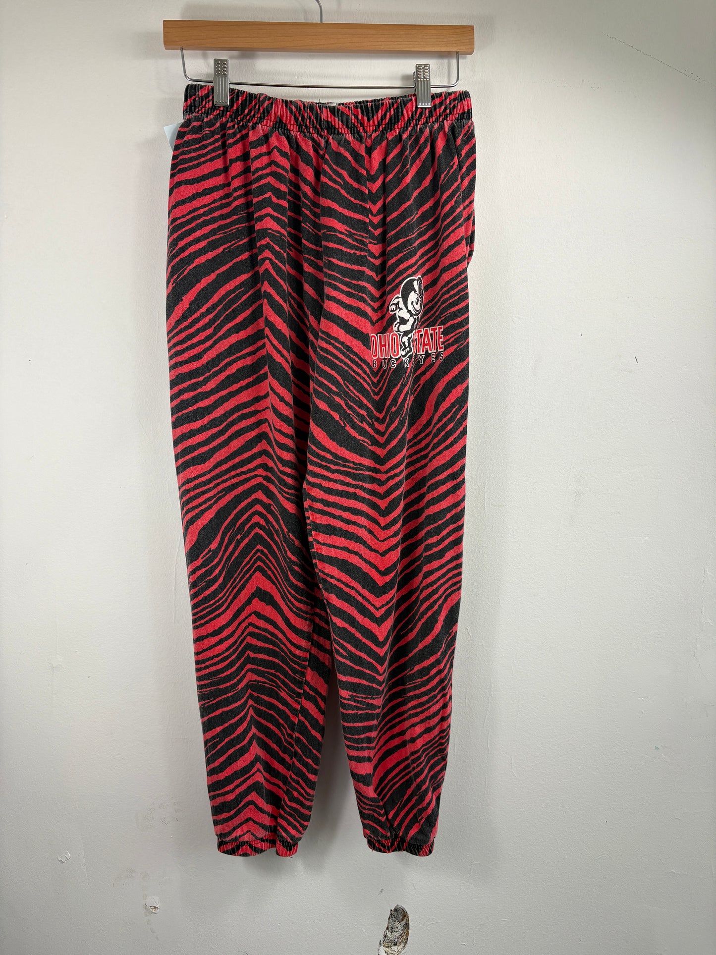 Ohio-State Buckeyes Pants | Vintage 90s Red Zebra Print Joggers | Classic College Sportswear