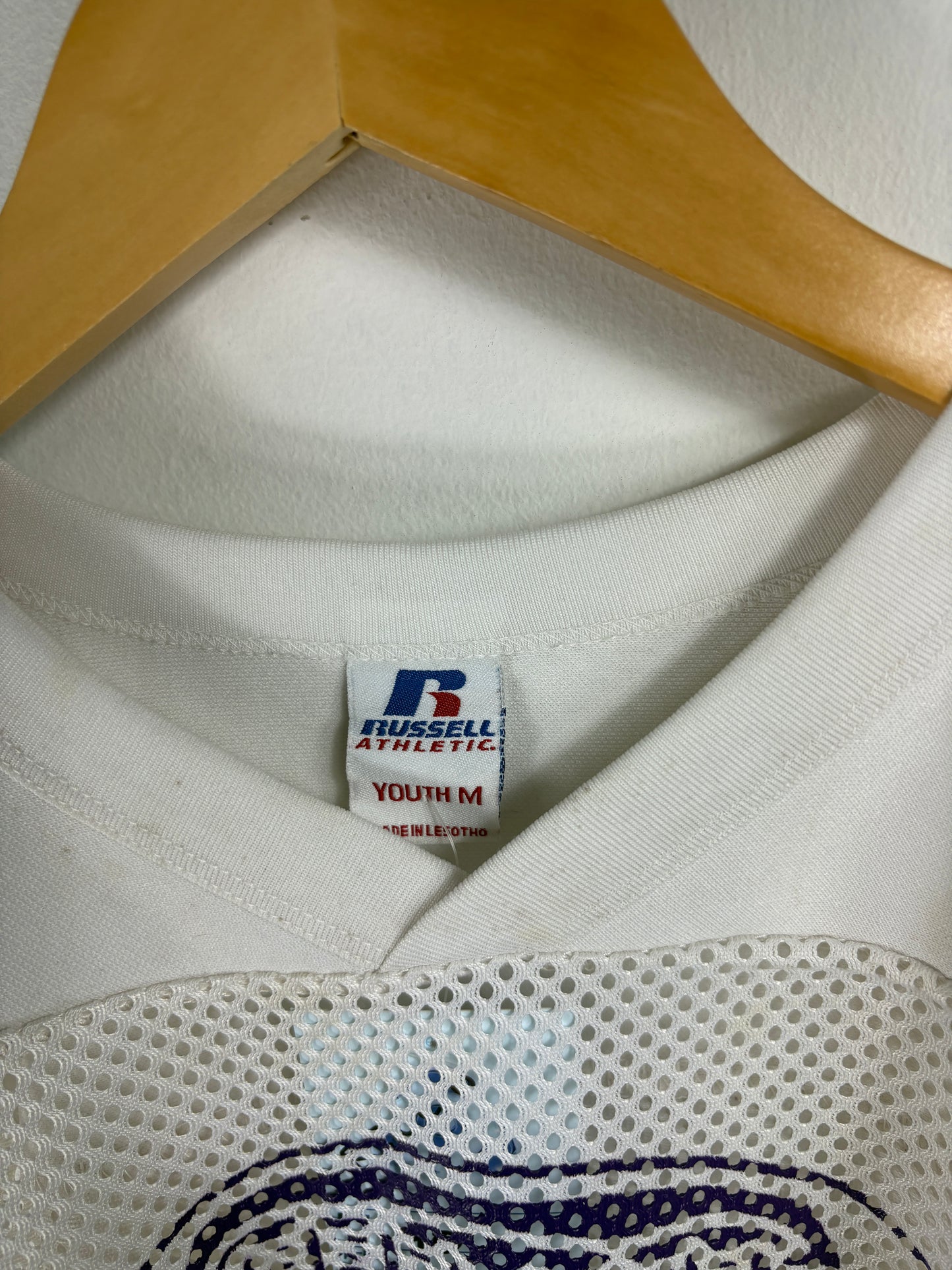 Russell-Athletic MYF Mesh Jersey | Vintage Football Practice Shirt White | Youth Athletic Top