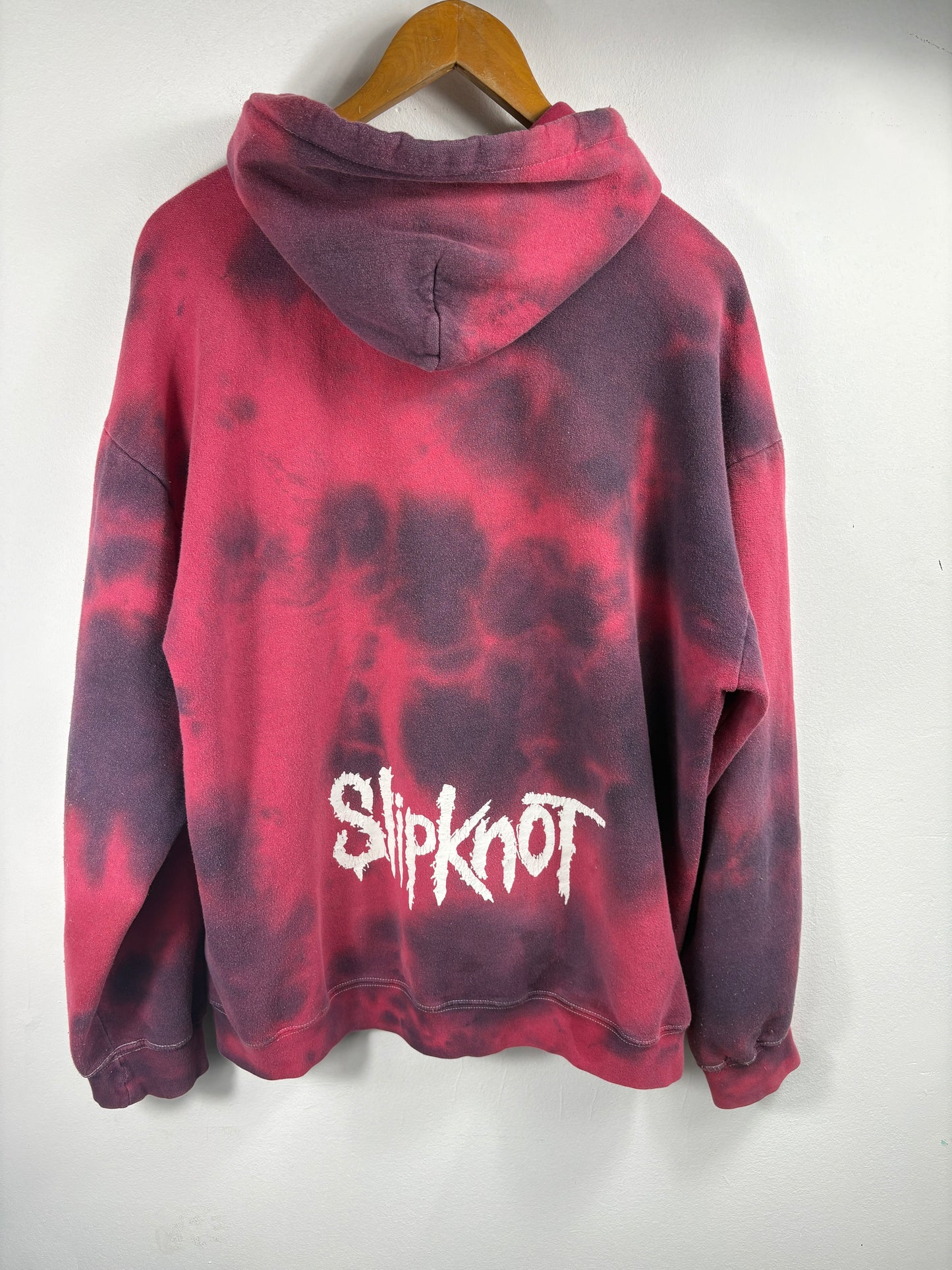 Slipknot Tie-Dye Hoodie | Vintage Band Graphic Sweatshirt | Distressed Red-Black Pullover