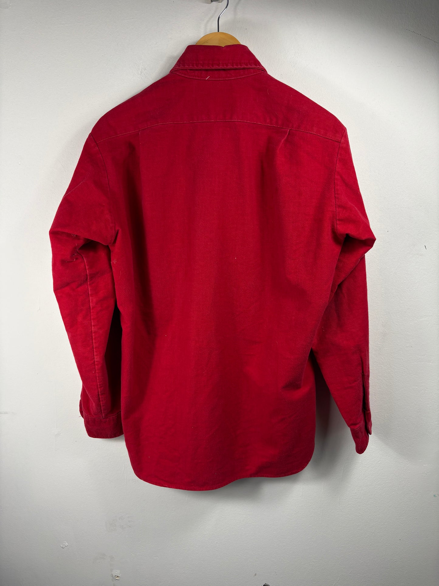 Eddie-Bauer Button-Up Shirt | Vintage 90s Red Flannel Work Shirt | Classic Outdoor Casual Top