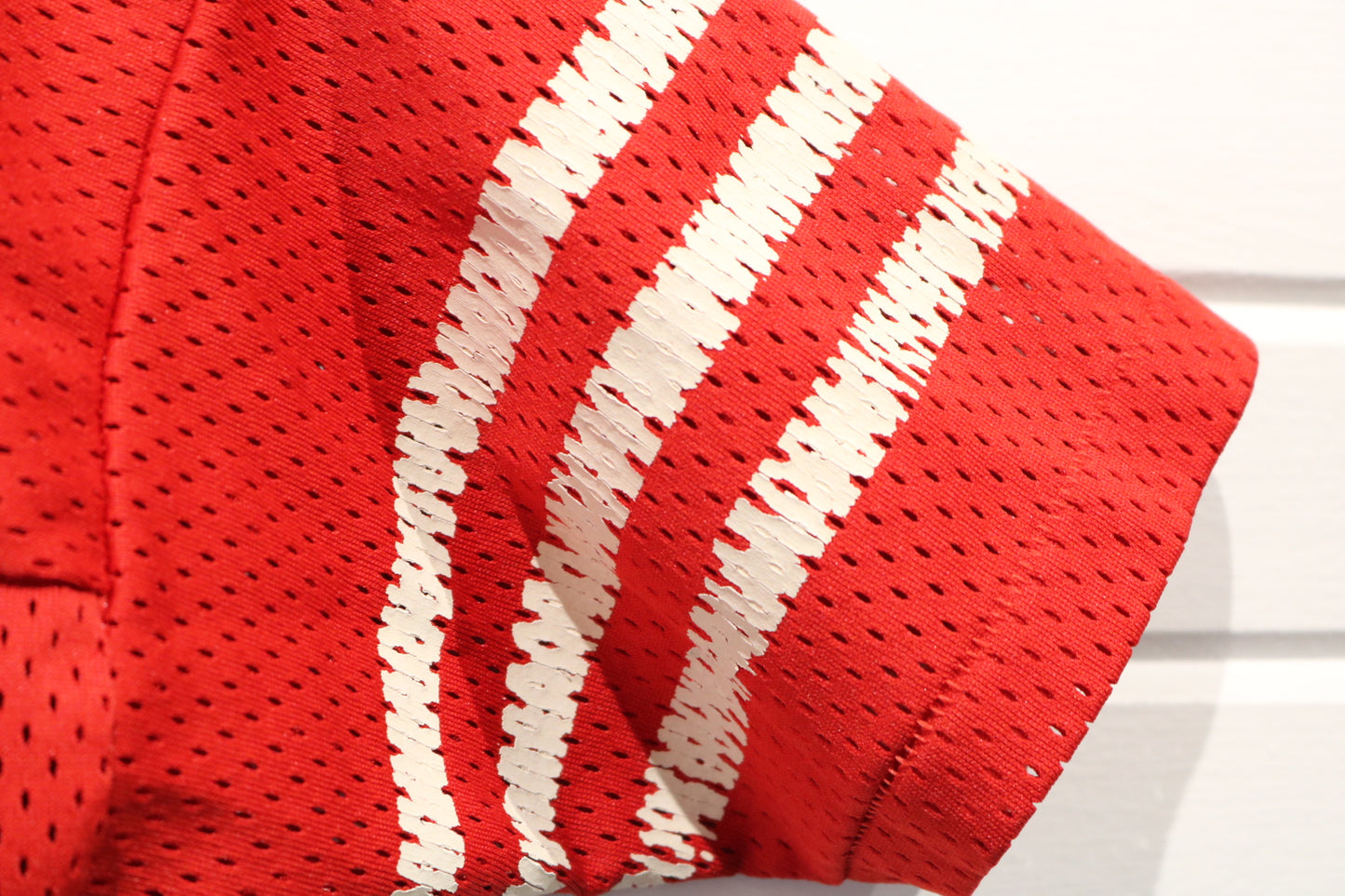 Logo-7 Mesh Jersey | Vintage 80s Red Number 8 Mesh Football Shirt | Athletic Sportswear Top