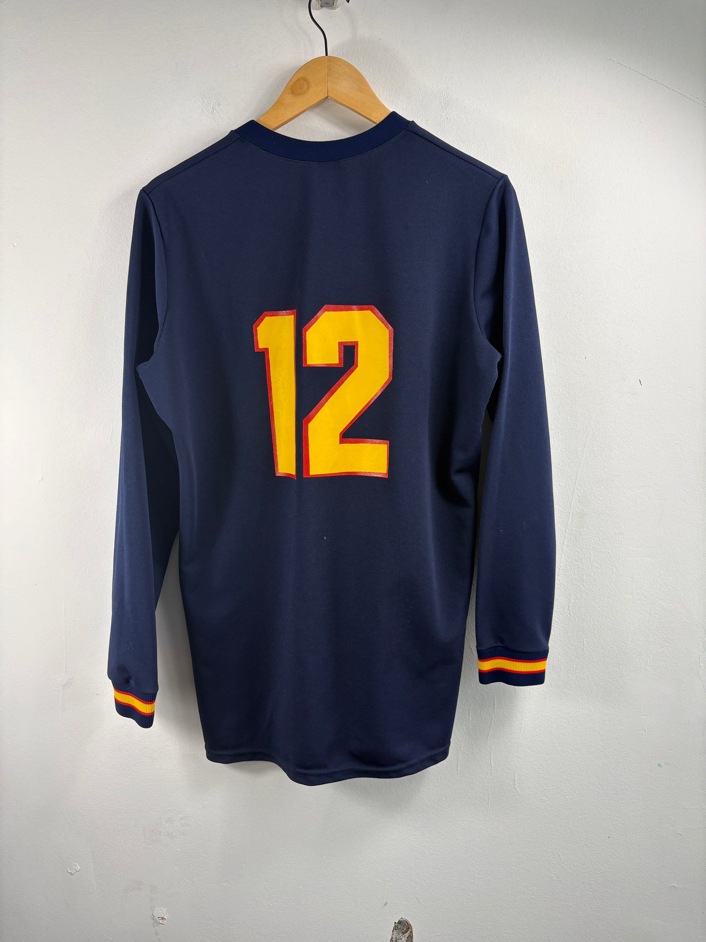 Hawks 12 Jersey Shirt | Vintage 1970s Navy Long Sleeve Athletic Top | Retro Team Uniform