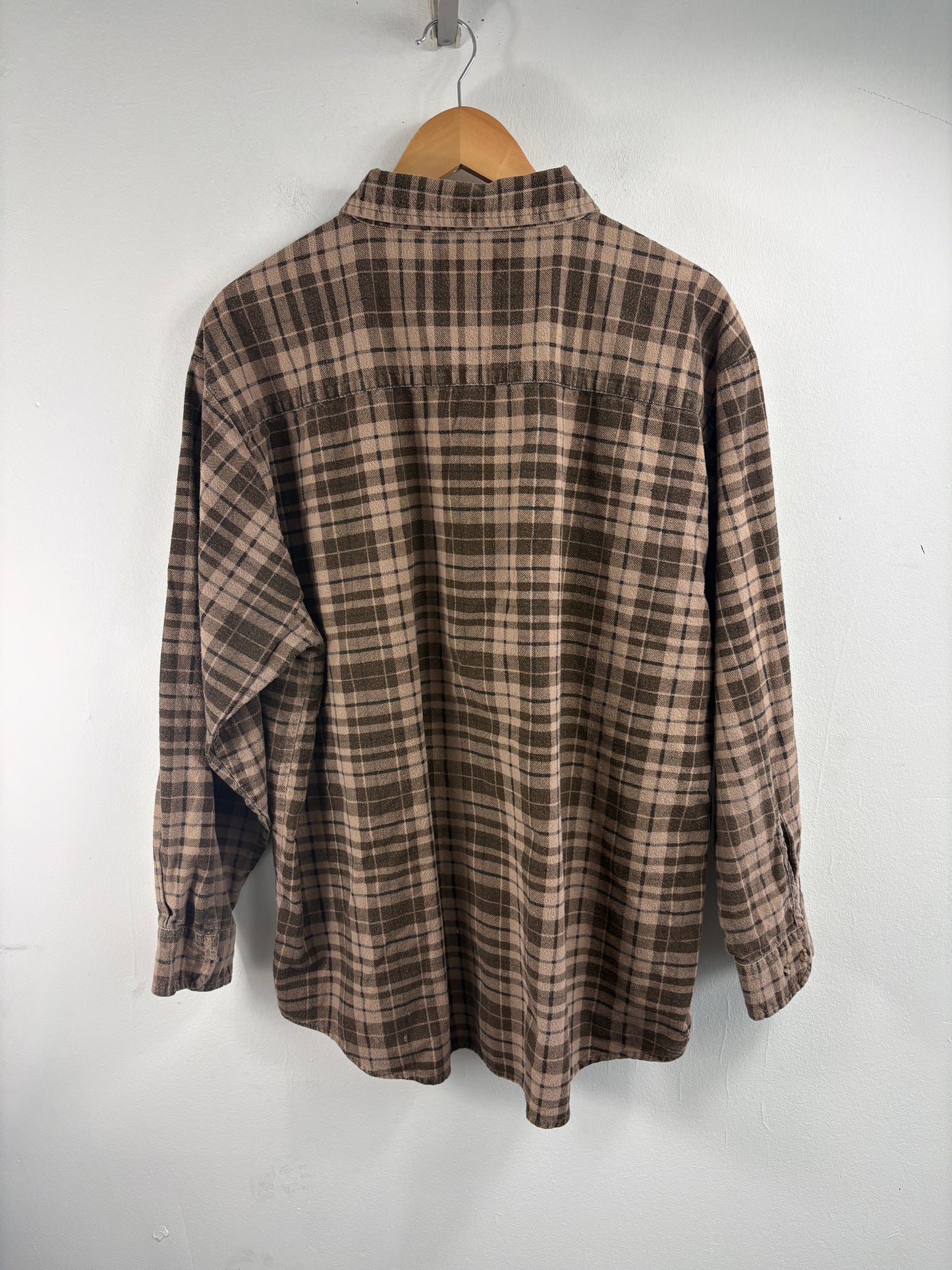 Puritan Plaid Button-Up Shirt | Vintage Brown Checkered Flannel Long Sleeve | Classic Casual Wear