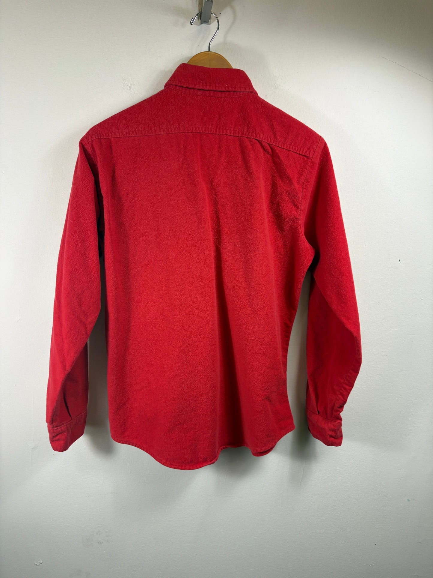 Five-Brother Red Button-Up Shirt | Vintage 80s Deer Embroidery Flannel Work Shirt | Classic Outdoor Menswear