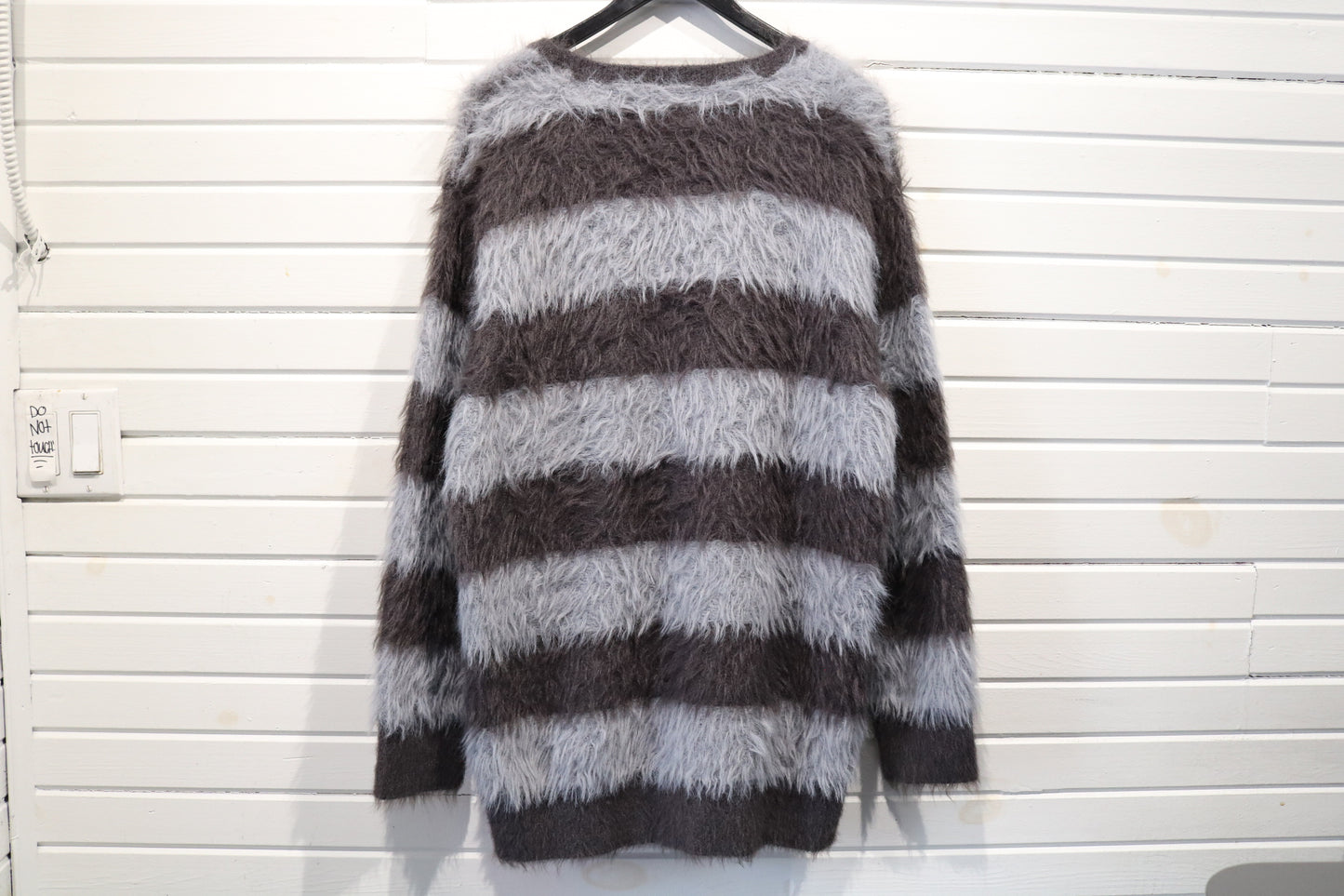 Number (N)ine Sweater | Vintage Fuzzy Striped Knit Pullover | Unique Textured Menswear
