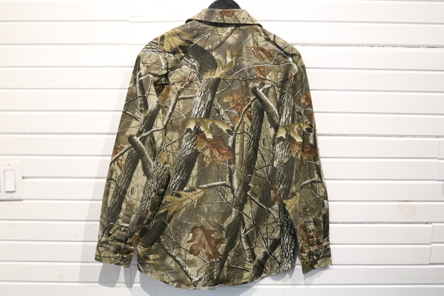 Remington Button-Up Shirt | Vintage Woodland Camouflage Long Sleeve Shirt | Outdoor Hunting Workwear