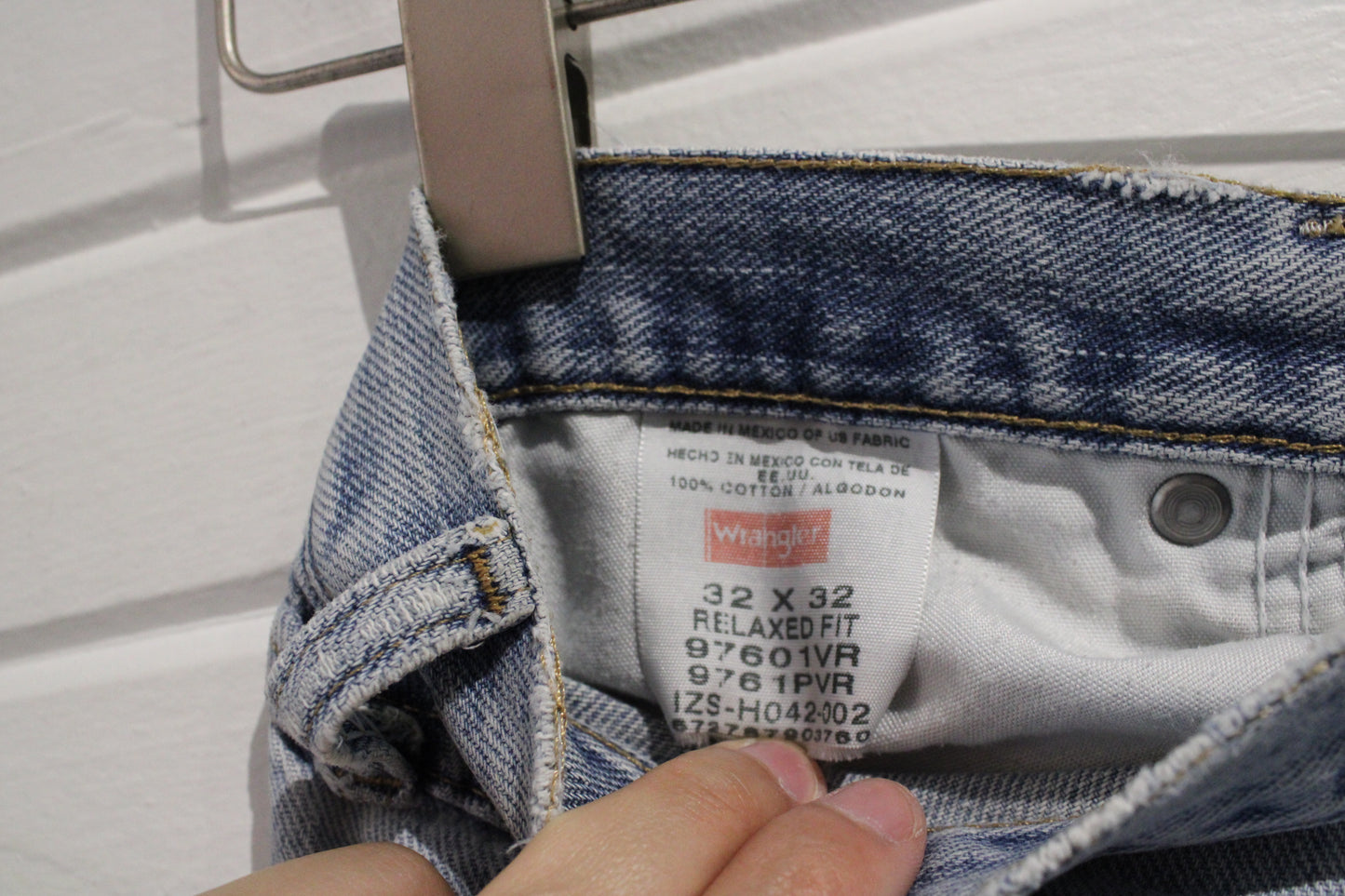 Wrangler Jeans | Vintage 1990s Light Wash Relaxed Fit Denim Pants | Distressed Straight Leg Jeans