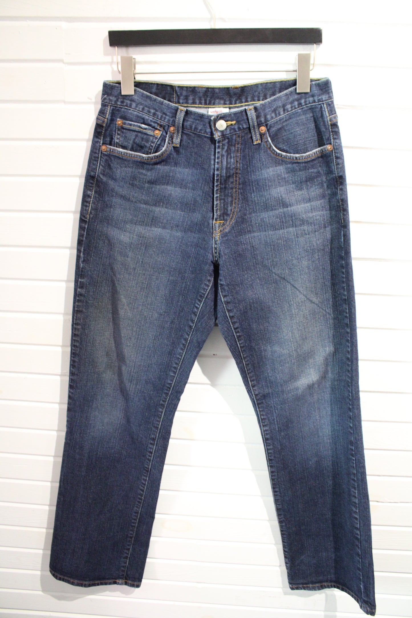 Lucky-Brand Dungarees Jeans | Vintage 2000s Bootcut Denim Pants | Classic Dark Blue Casualwear