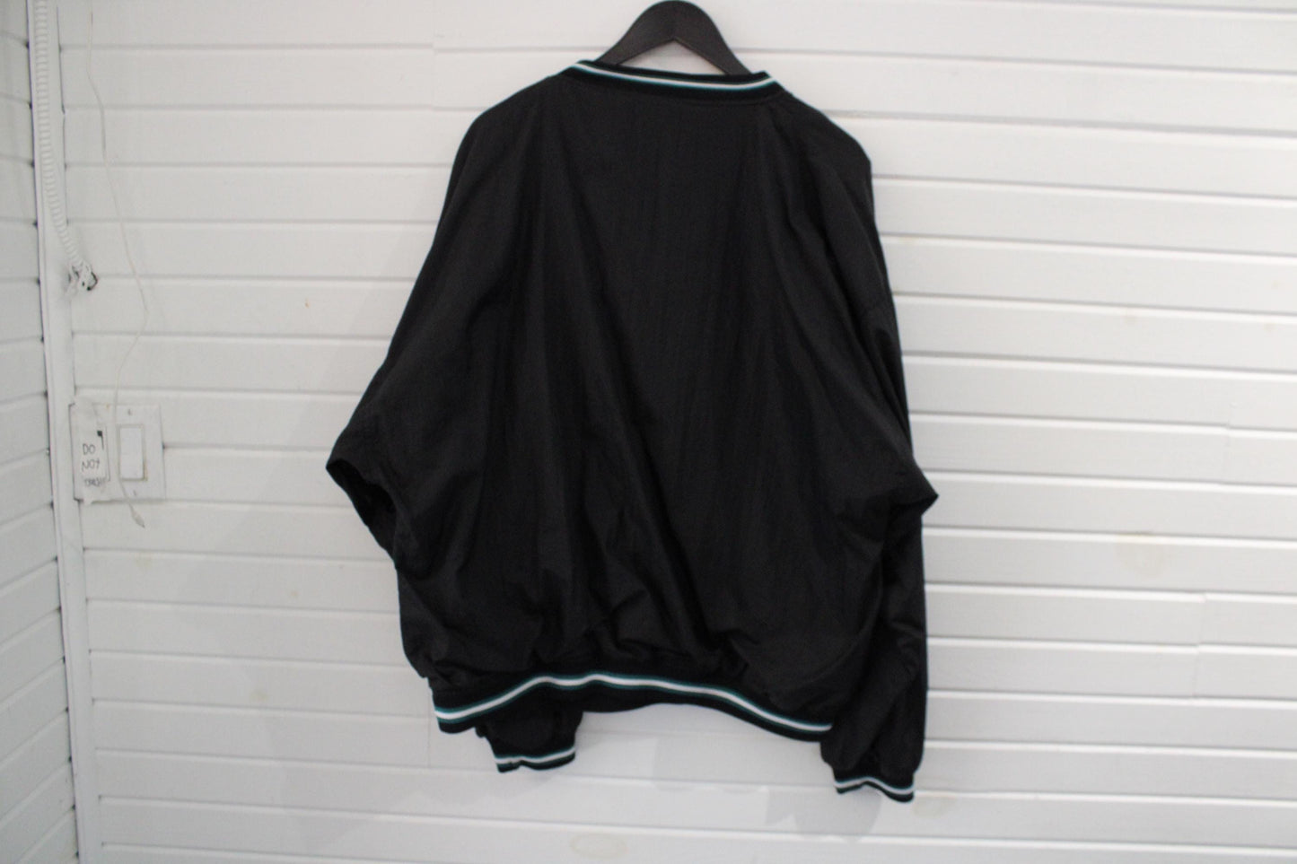 Spalding Athletic Pullover Jacket | Vintage 90s Sportswear Windbreaker | Black Nylon V-Neck | Extra Large