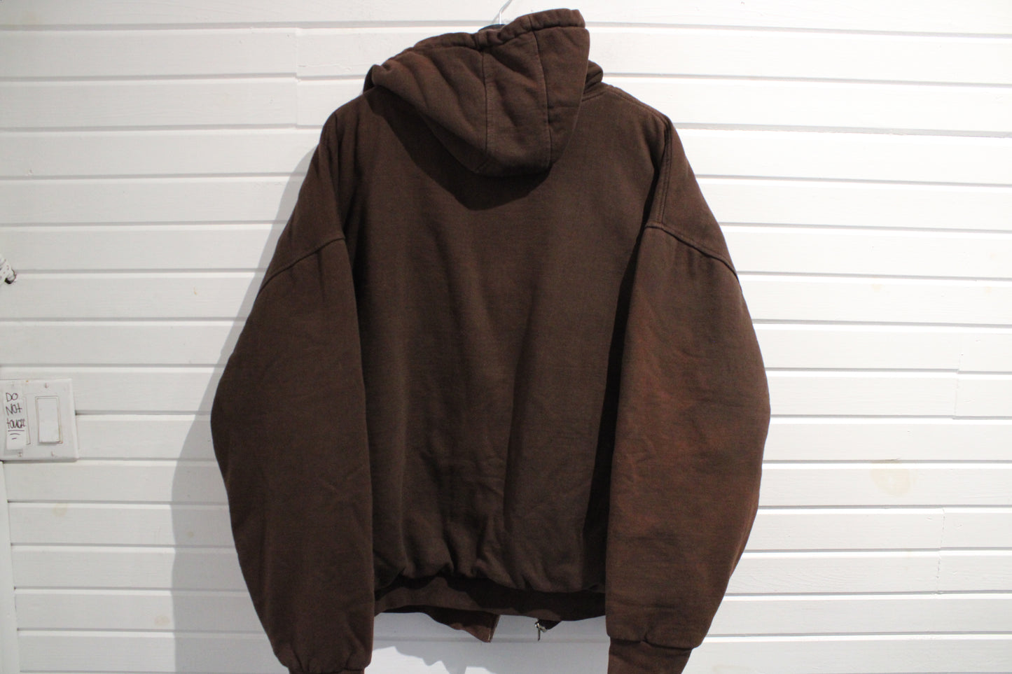 BTC Hooded Work Jacket | Vintage 1990s Brown Zip-Up Outerwear | Heavyweight Winter Coat