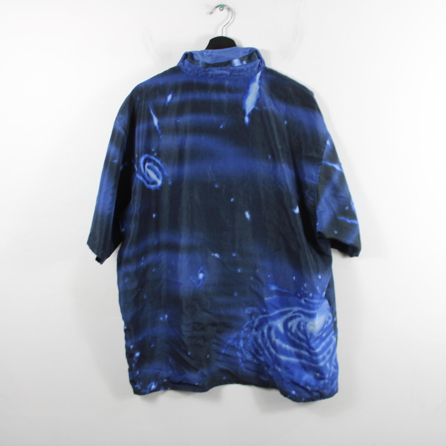 One-Of-The-Boys Button-Up Shirt | Vintage 90s Galaxy Print Casual Shirt | Space Swirl Short Sleeve Top