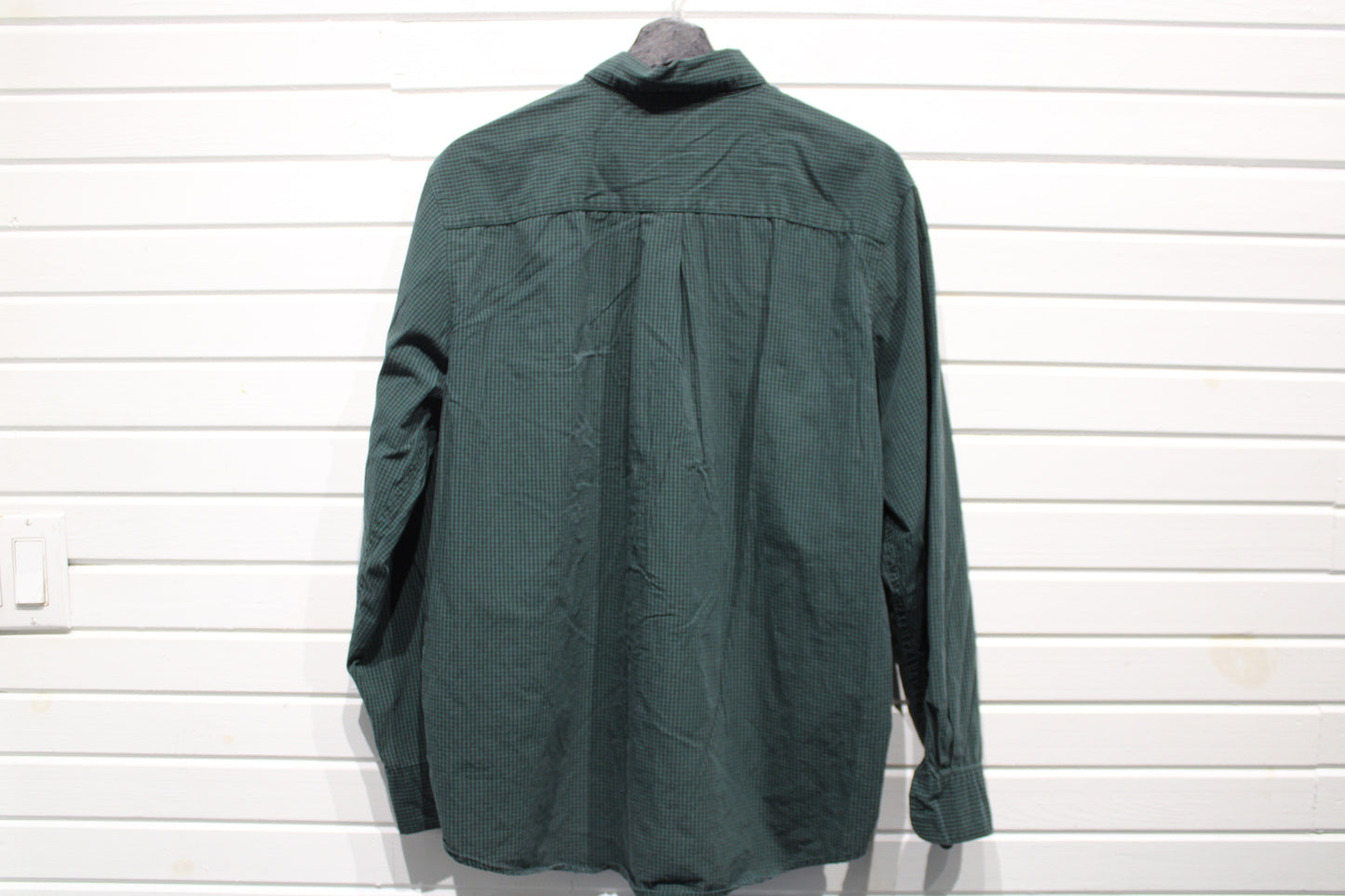 Chaps Button-Up Shirt | Vintage Classic Green Check Casual Shirt | Everyday Long Sleeve Top