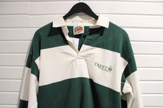 Barbarian Rugby Shirt | Vintage 90s Trent-University Stripe Pullover Rugby Shirt | Classic Collegiate Sportswear