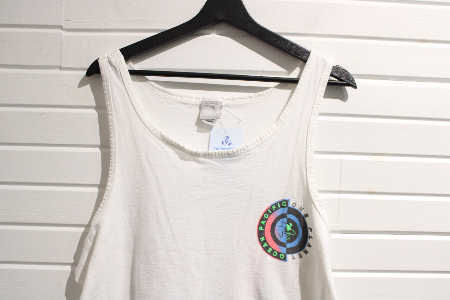 Pacific Ocean Planet Tank Top | Vintage 90s Sleeveless Graphic Tee | One Planet Surf Style Festival Top