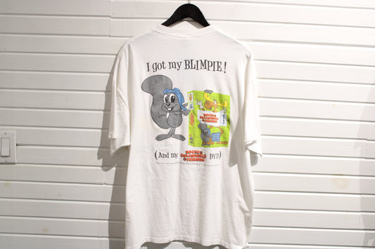 Blimpie Rocky-and-Bullwinkle T-Shirt | Vintage 1990s Cartoon Promo Graphic Tee | Subs & Salads Advertising Shirt