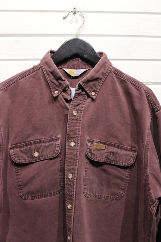 Carhartt Button-Up Shirt | Vintage Rugged Outdoor Wear Pocket Utility Shirt | Men's Workwear Long Sleeve Top