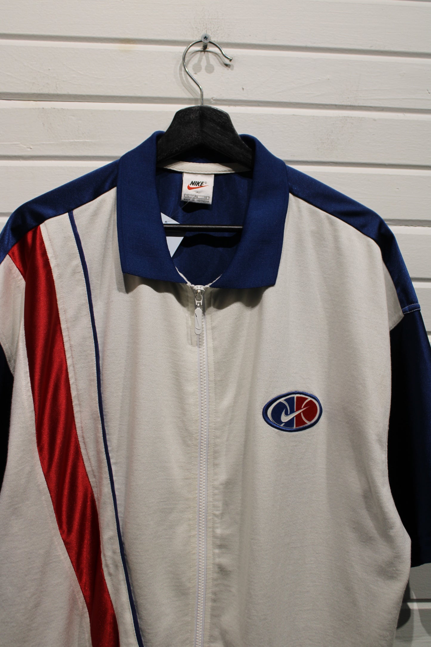 Nike Jacket | Vintage 90s Zip-Up Track Jacket Blue Red White | Retro Sportswear Top