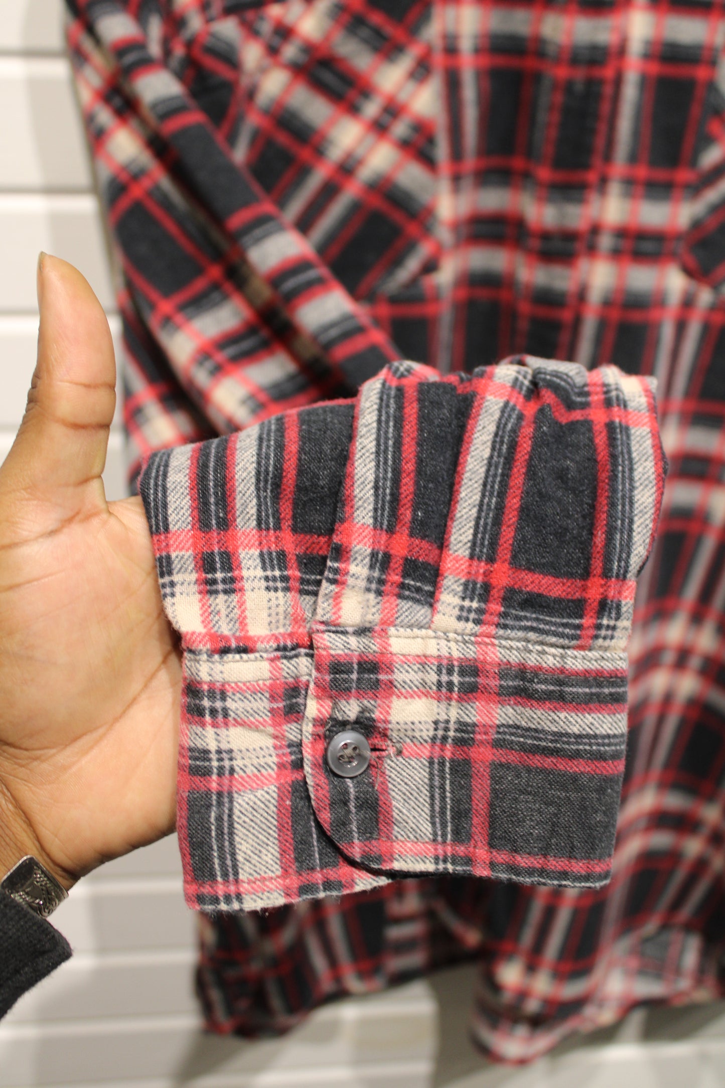 Haband Plaid Button-Up Shirt | Vintage Classic Red Black Check Flannel Top | Men's/Women's Casual Wear