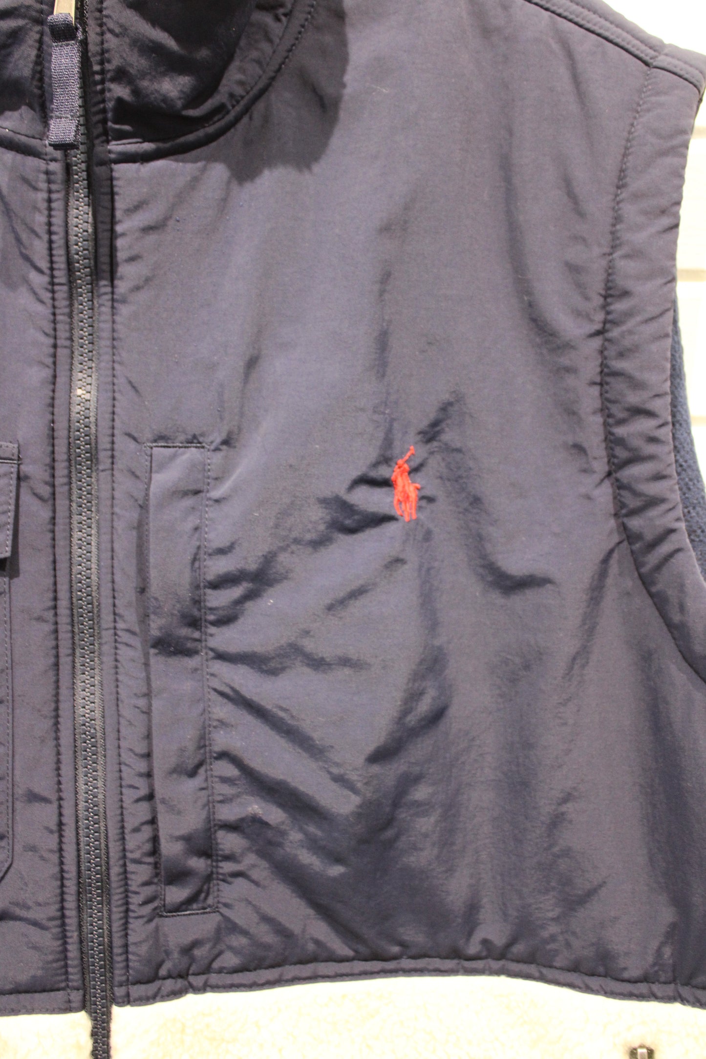 Polo Ralph-Lauren Fleece Vest | Vintage Performance Two-Tone Outerwear | Sherpa Lined Zip-Up Gilet