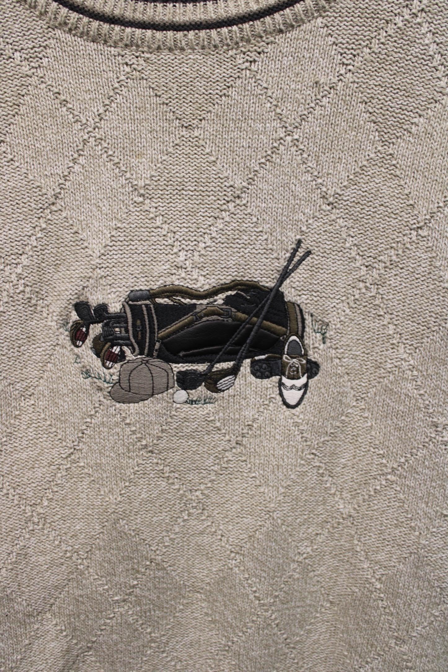 Shenandoah Knit Golf Sweater | Vintage 90s Argyle Embroidered Pullover | Classic Golfing Crewneck