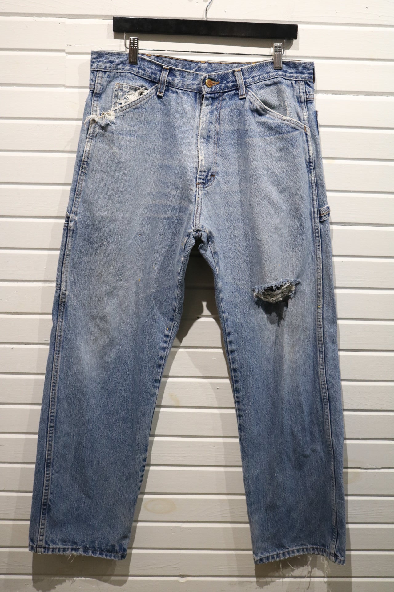 Round-House Carpenter Jeans | Vintage 1990s Distressed Made-in-USA Denim Work Pants | Rugged Utility Streetwear