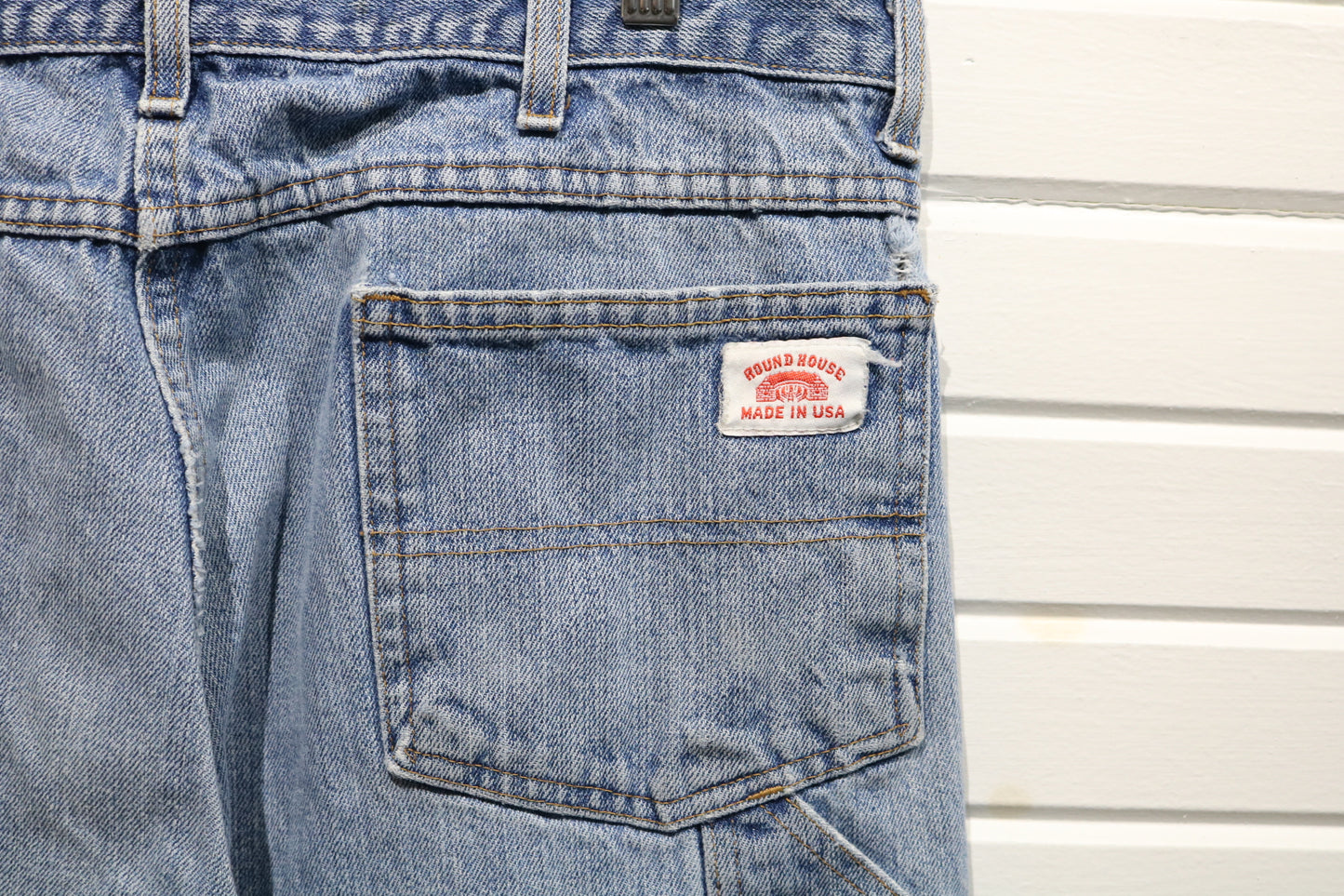 Round-House Carpenter Jeans | Vintage 1990s Distressed Made-in-USA Denim Work Pants | Rugged Utility Streetwear