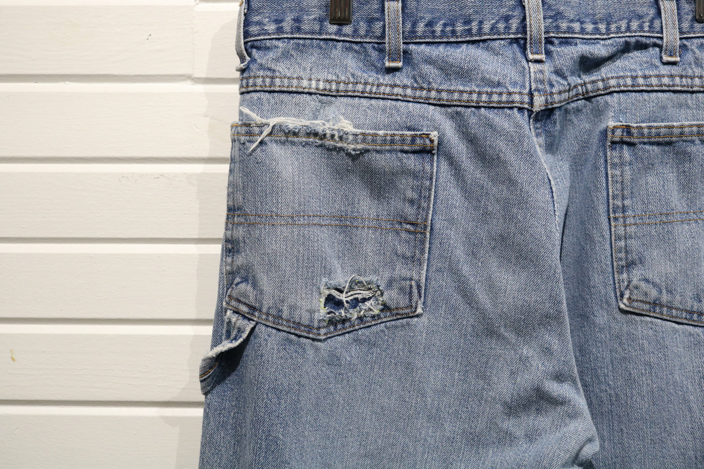 Round-House Carpenter Jeans | Vintage 1990s Distressed Made-in-USA Denim Work Pants | Rugged Utility Streetwear