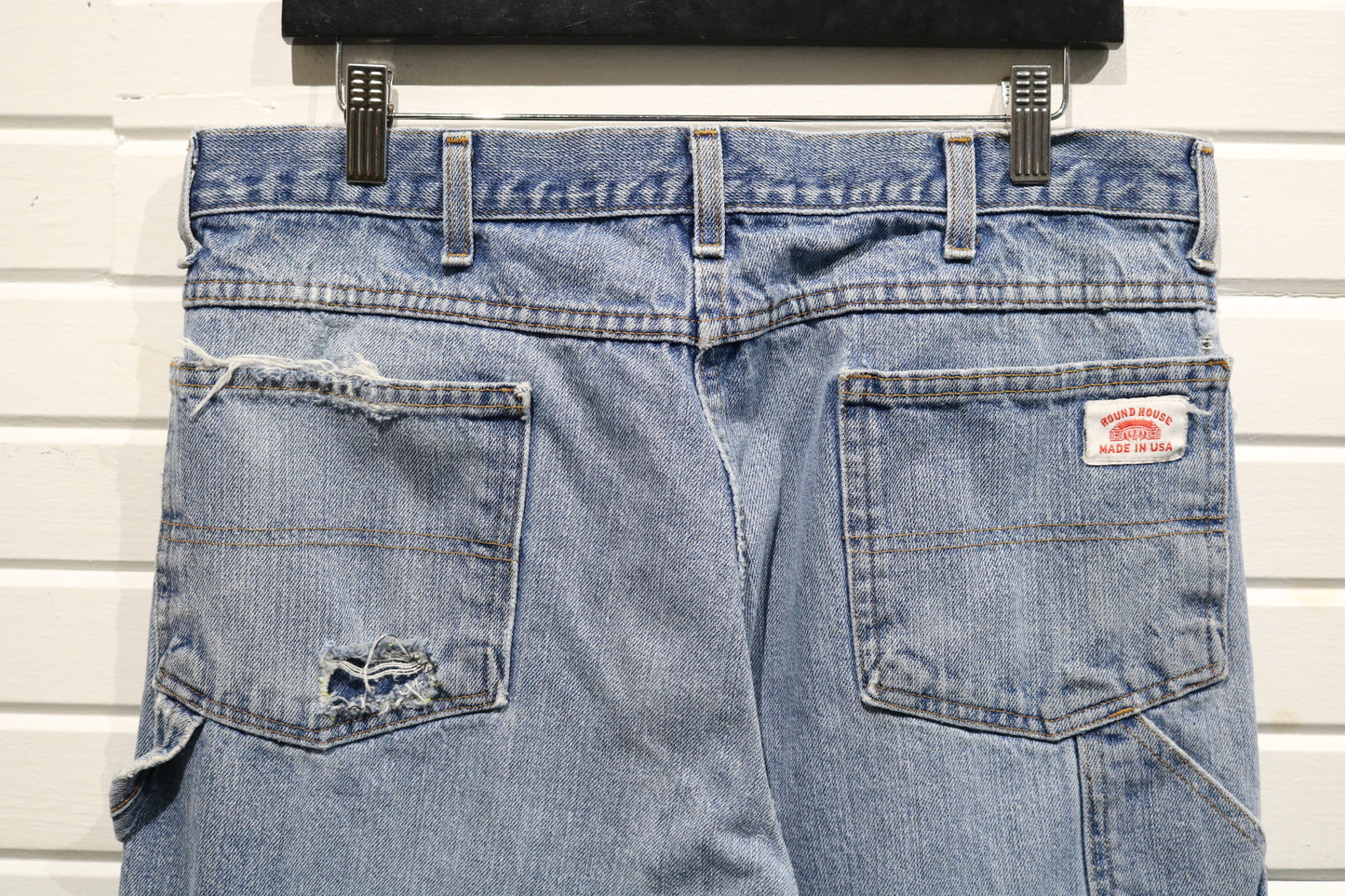Round-House Carpenter Jeans | Vintage 1990s Distressed Made-in-USA Denim Work Pants | Rugged Utility Streetwear