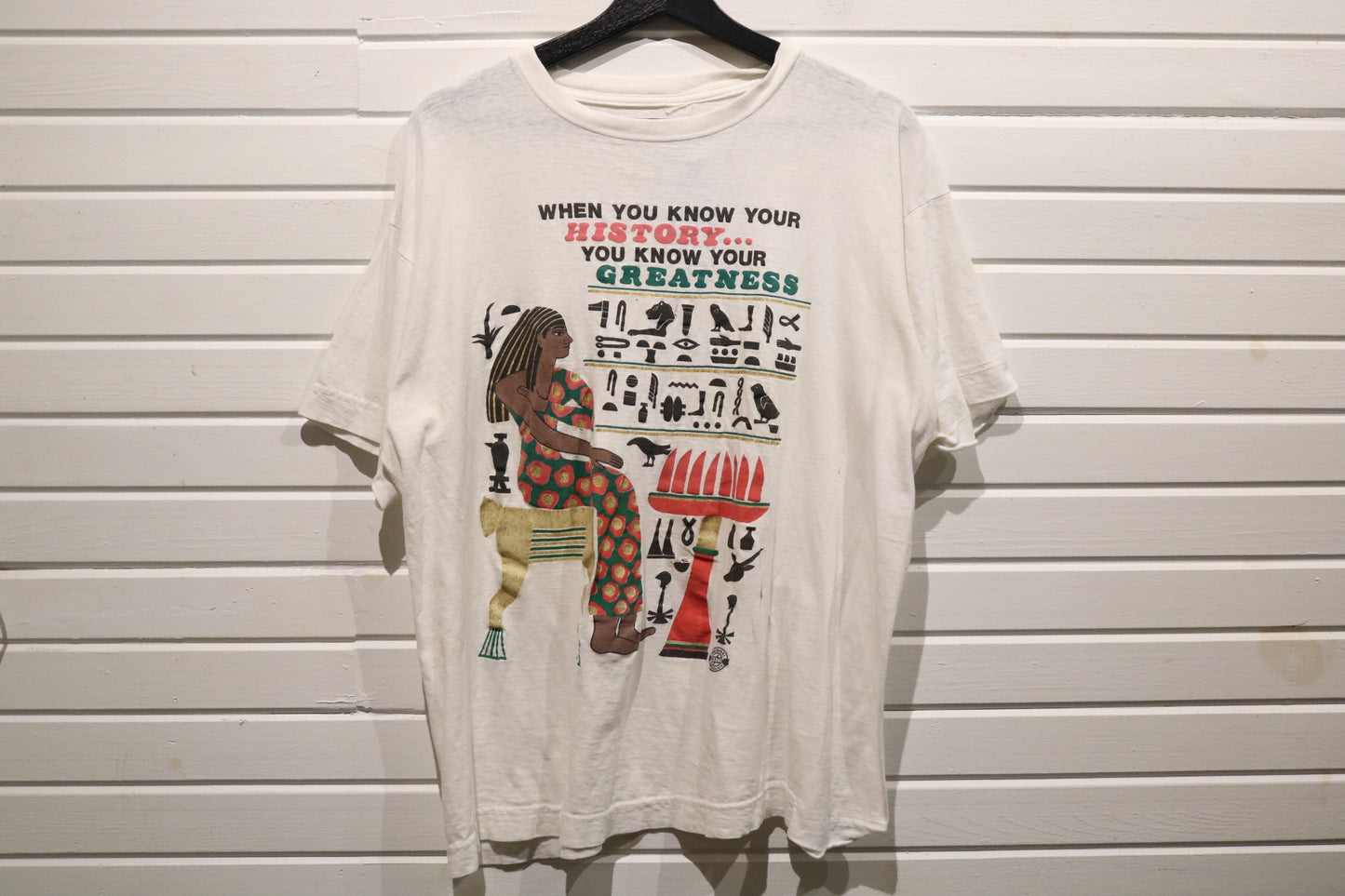 Know-Your-History T-Shirt | Vintage 90s African Egyptian Graphic Print Tee | Inspirational Quote Shirt