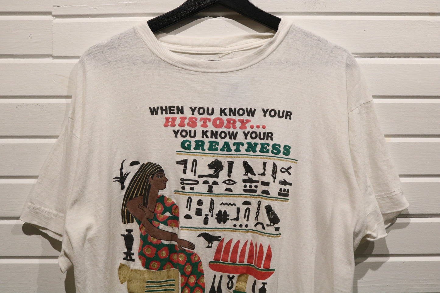 Know-Your-History T-Shirt | Vintage 90s African Egyptian Graphic Print Tee | Inspirational Quote Shirt