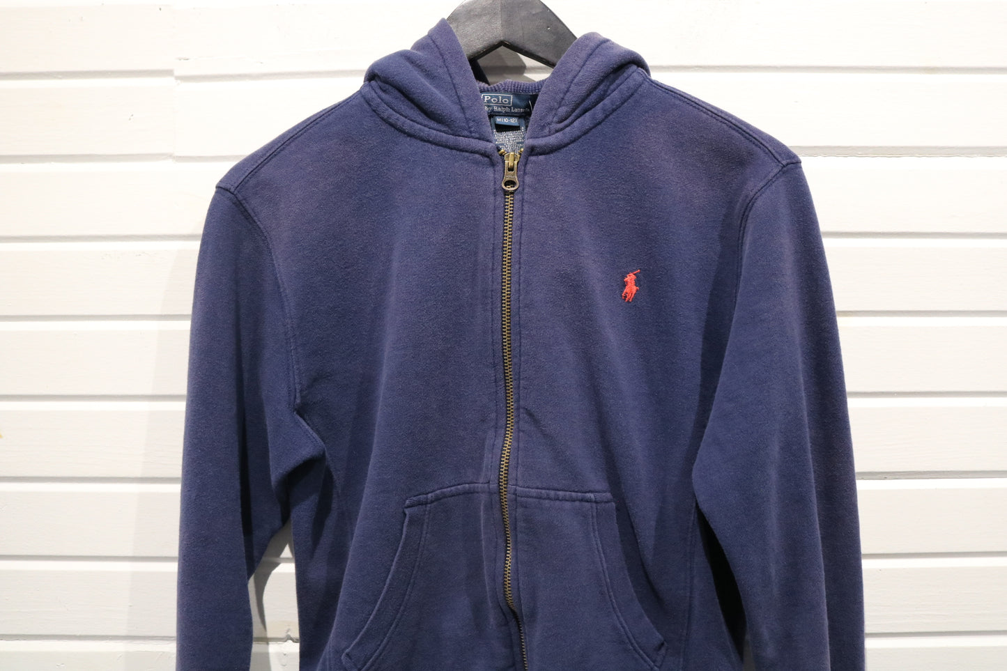 Polo Ralph-Lauren Hoodie | Vintage Zip-Up Navy Sweatshirt | Classic Fleece Hooded Top
