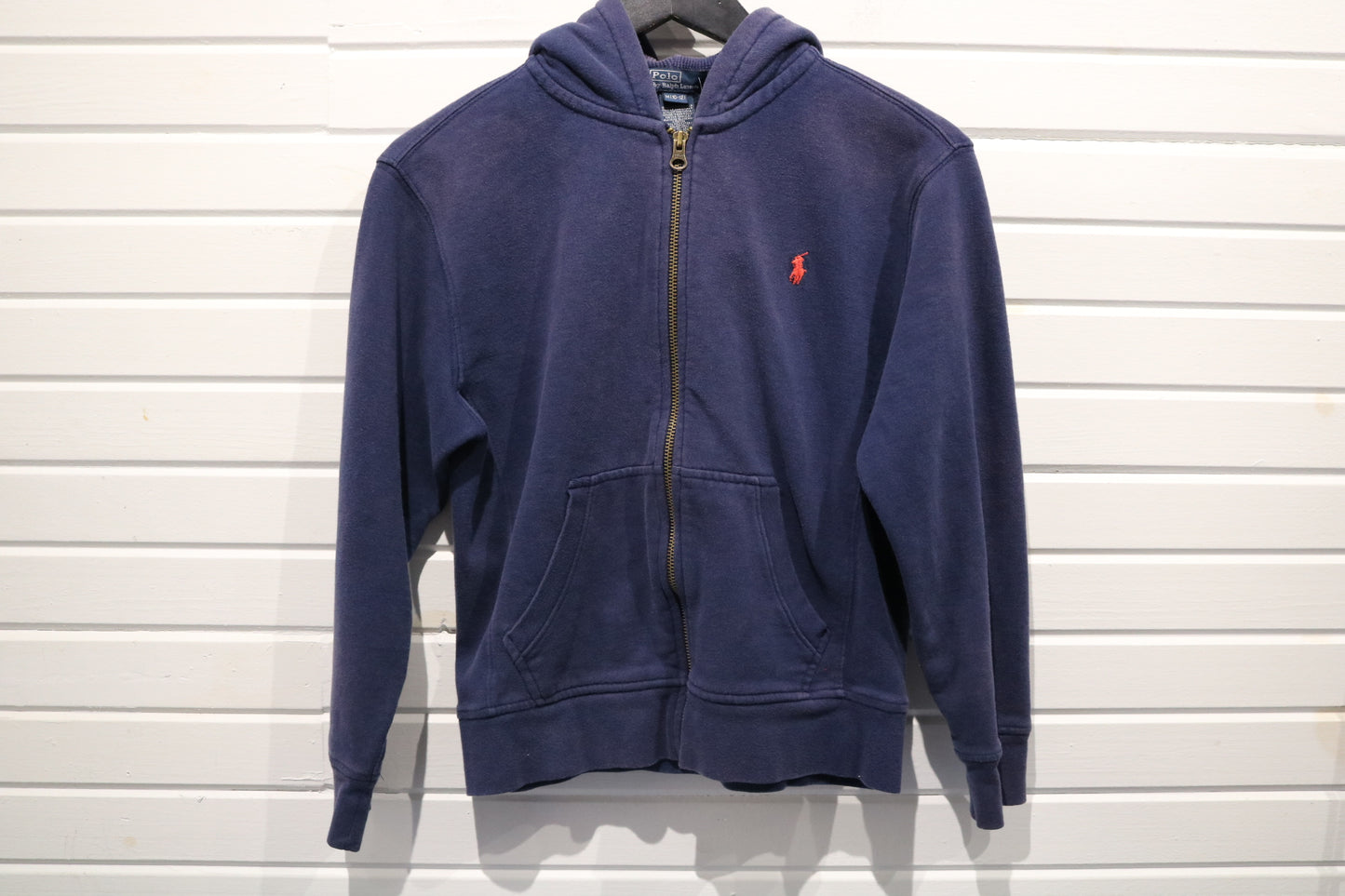 Polo Ralph-Lauren Hoodie | Vintage Zip-Up Navy Sweatshirt | Classic Fleece Hooded Top