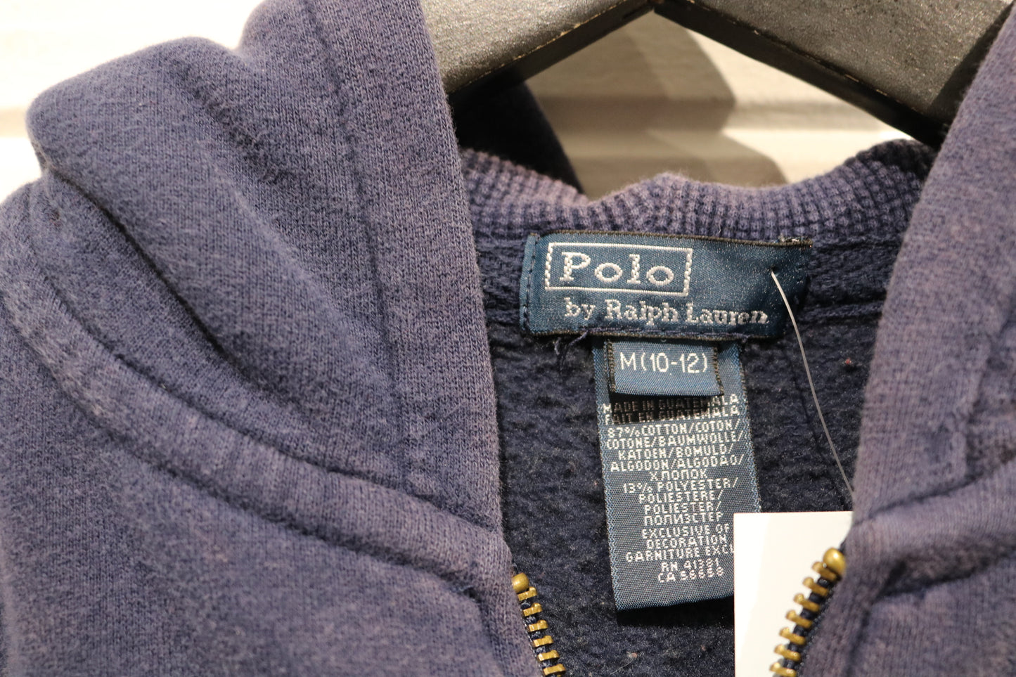 Polo Ralph-Lauren Hoodie | Vintage Zip-Up Navy Sweatshirt | Classic Fleece Hooded Top