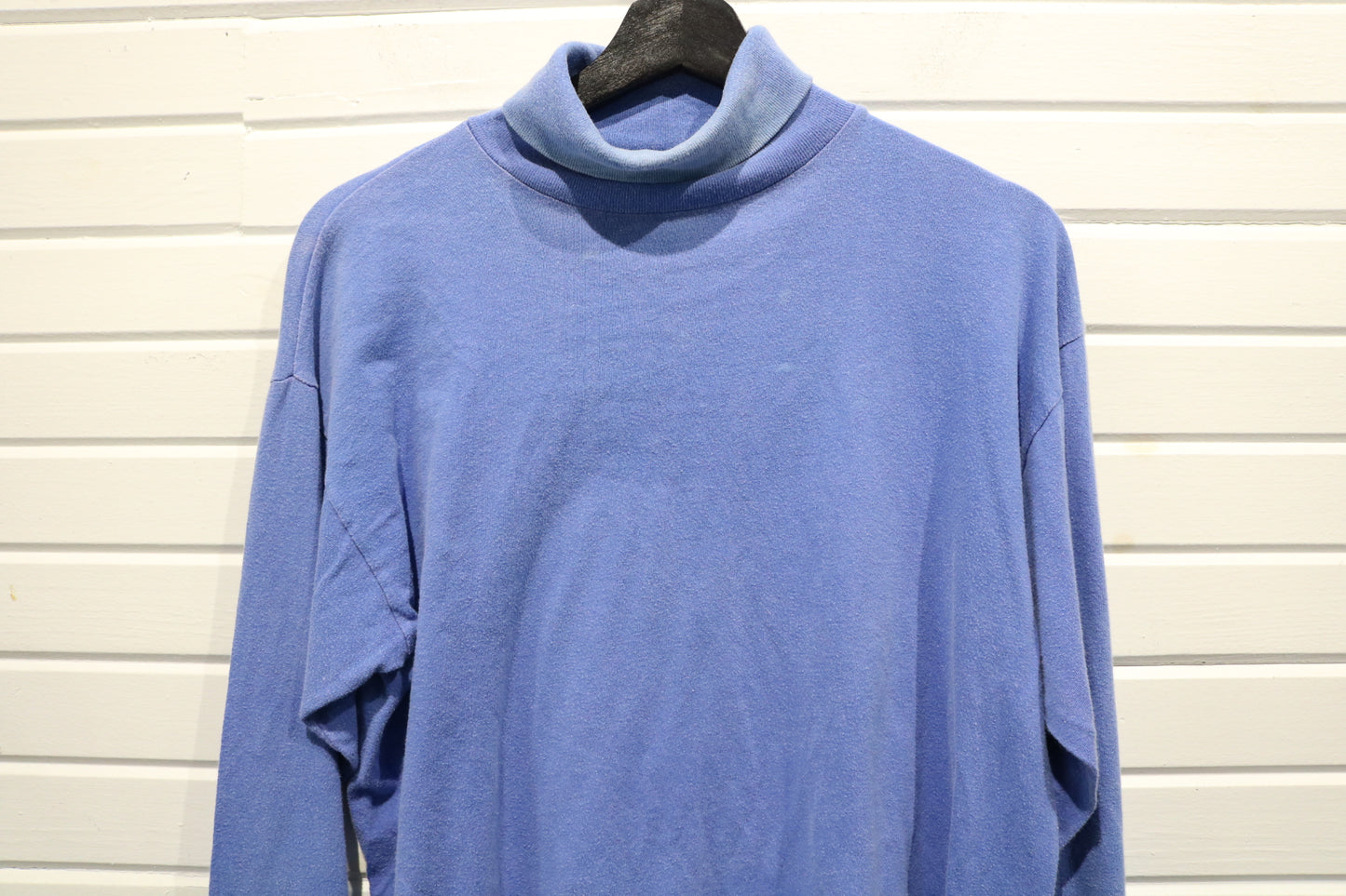 Jessica Sport Turtleneck Sweater | Vintage 1990s Blue Pullover Long Sleeve Knit | Classic Cozy Top