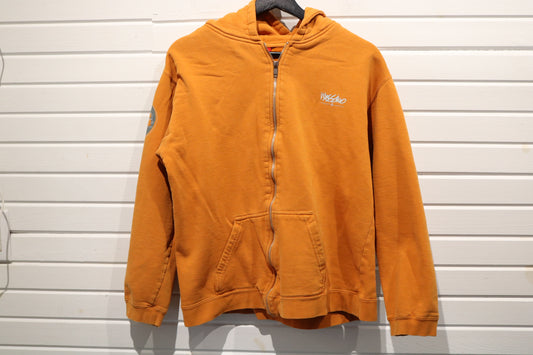 Mossimo Zip-Up Hoodie | Vintage 2000s Orange Graphic Hooded Sweatshirt | Classic Street Style Sweatshirt